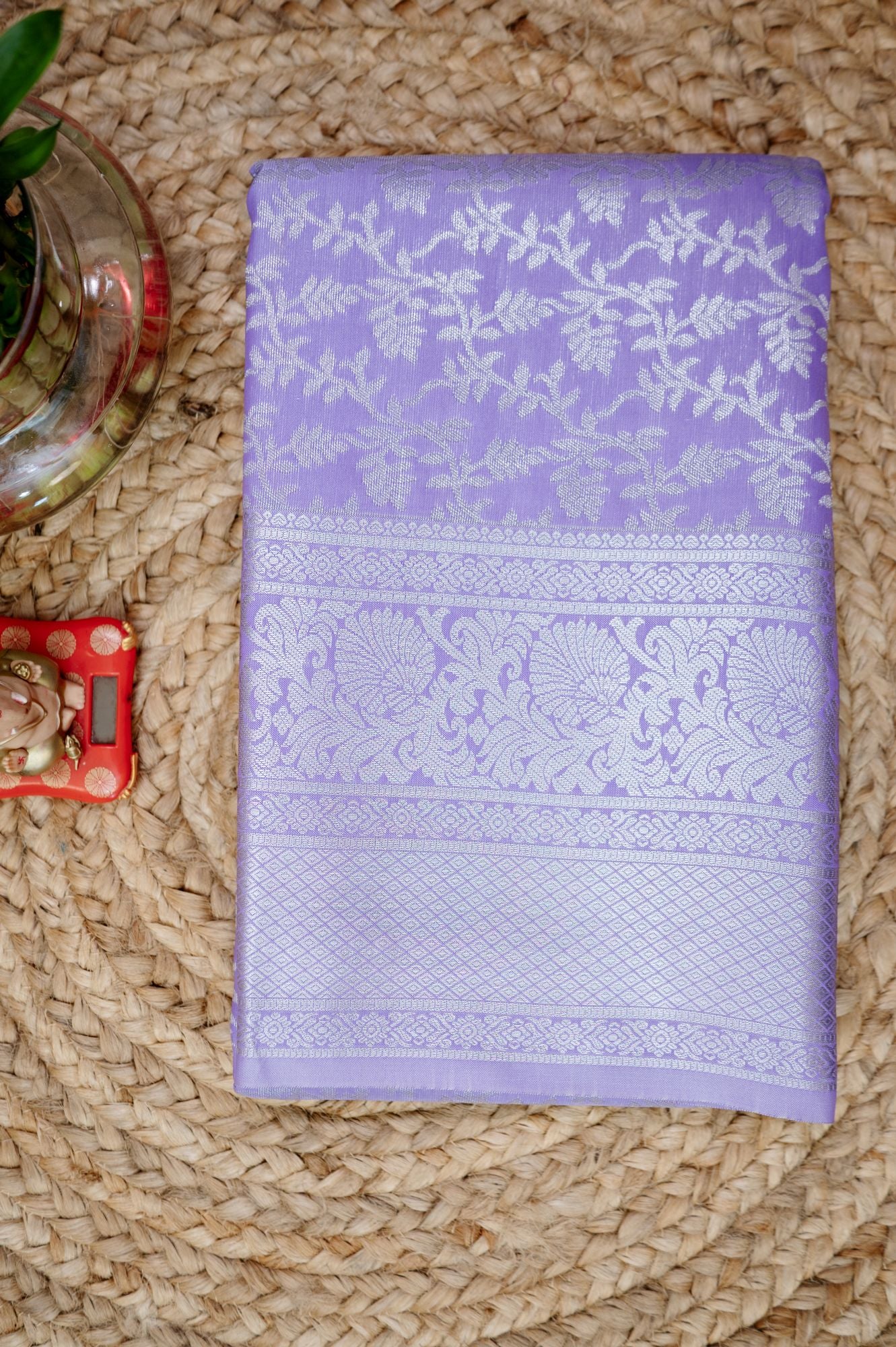 Lavender Silver Zari Pattu Silk Saree