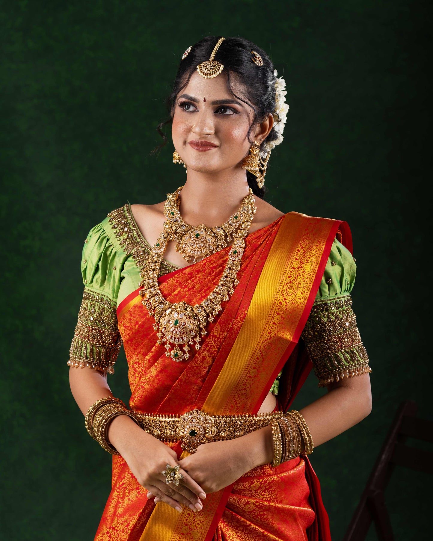 Pure Red Bridal Kanchi Kalyana Mugurtha Saree.