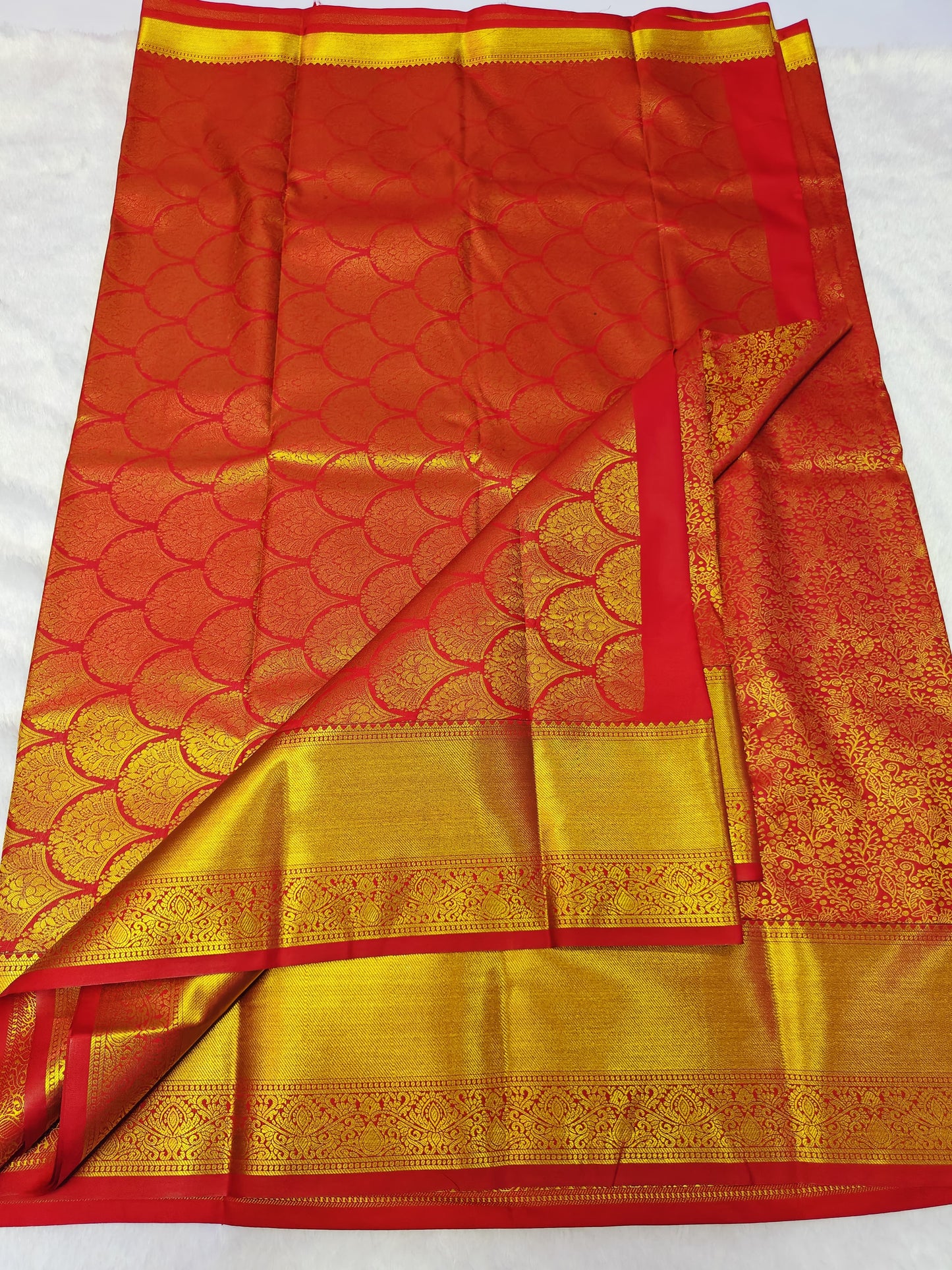 Pure Red Bridal Kanchi Kalyana Mugurtha Saree.