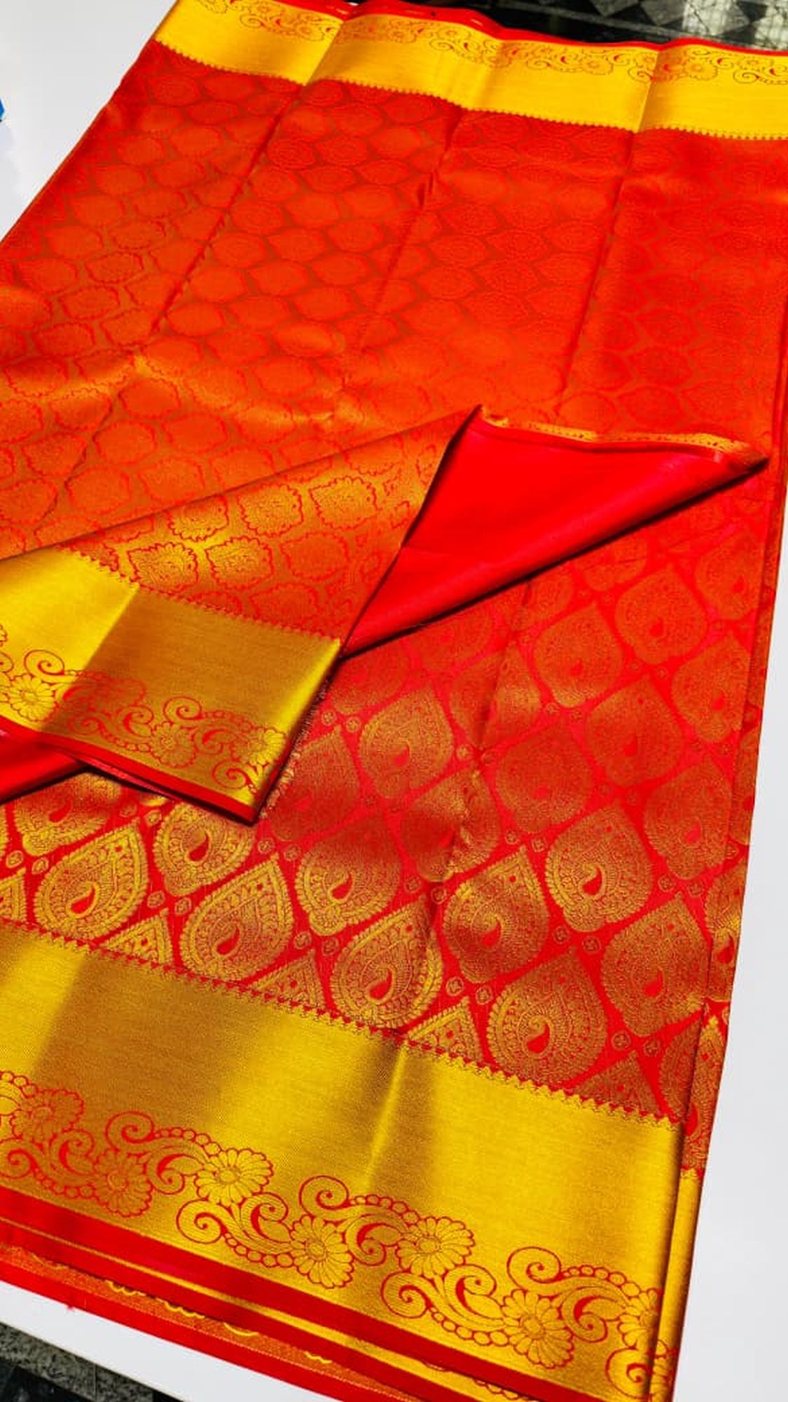 Pure Red Golden Jari Pattu Saree
