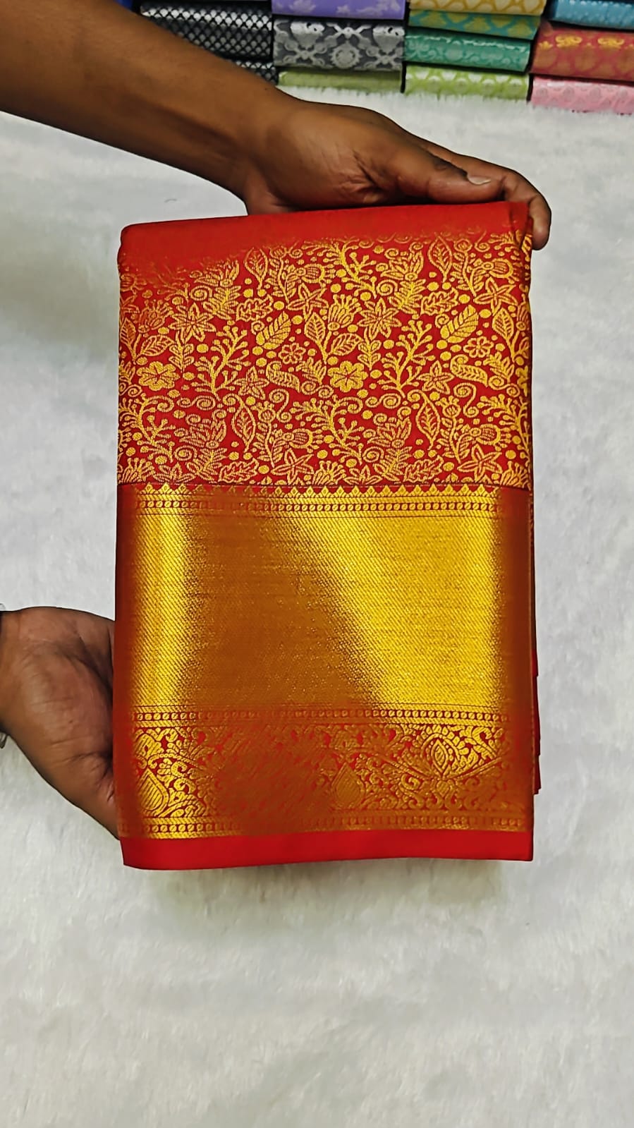 Pure Red Bridal Kanchi Kalyana Mugurtha Saree.