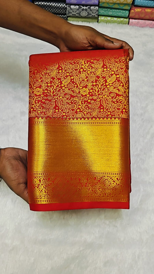 Pure Red Bridal Kanchi Kalyana Mugurtha Saree.