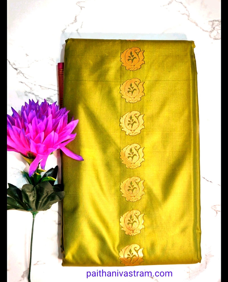Semi Paithani Silk Saree with Golden Butta Border