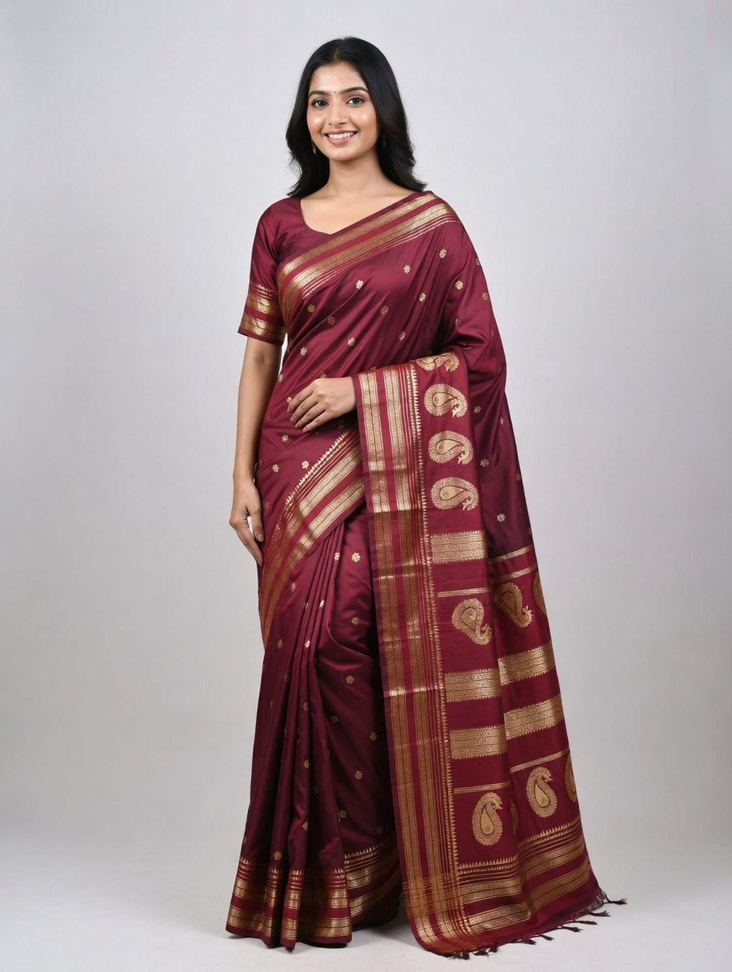 KADIYAL PAITHANI SAREE – ROYAL MAROON ELEGANCE
