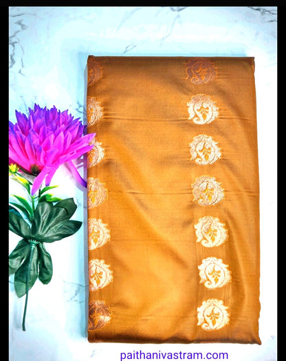 Semi Paithani Silk Saree with Golden Butta Border